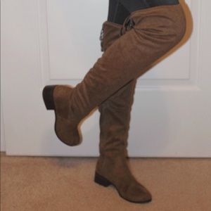 Brown knee high boots